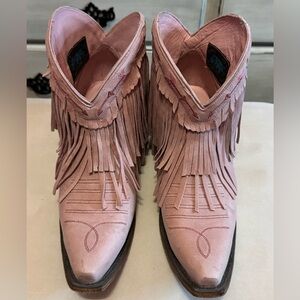 Pink Fringe Western Boots